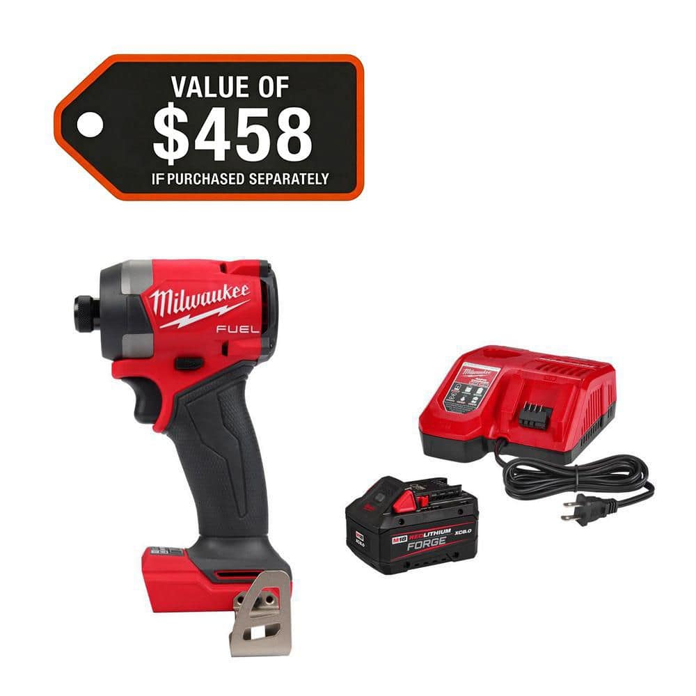 Milwaukee M18 FUEL 18V Lithium-Ion Brushless Cordless 1/4 in. Hex Impact Driver w/ 8.0 Ah FORGE Starter Kit 2953-20-48-59-1881