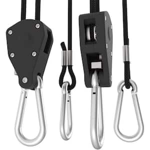 1/8 in. 8 ft. Adjustable Heavy-Duty Grow Light Rope Hanger with Reinforced Metal Internal Gears (2-Pack)
