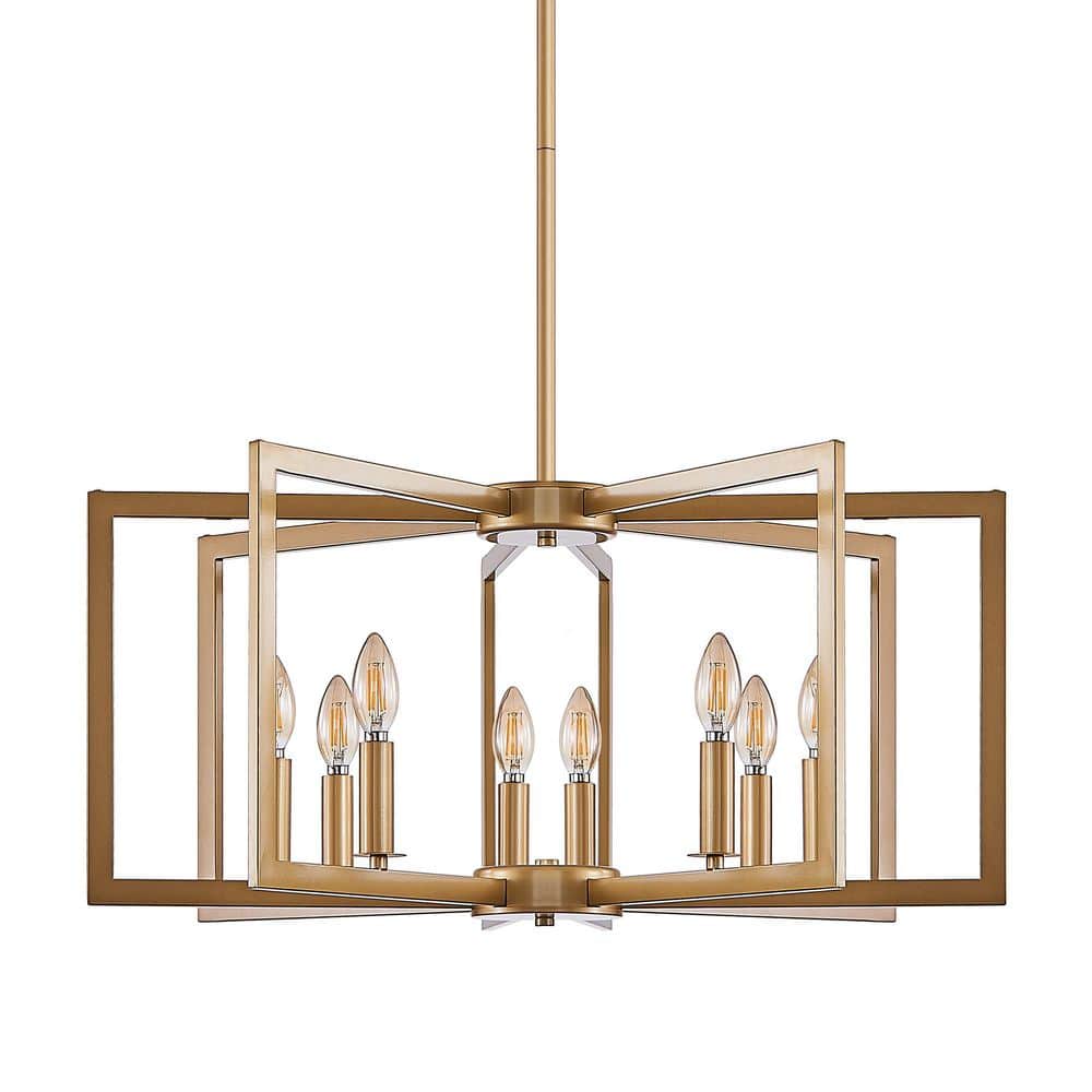 27.2 in. 6-Light Gold Geometric Chandelier with Adjustable Length for Indoor Room price history on PriceWatchPro