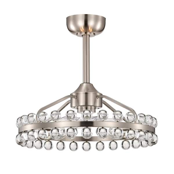 Heritage 20.8 in. 4-Light Indoor Nickel Crystal Cage Enclosed Ceiling Fan