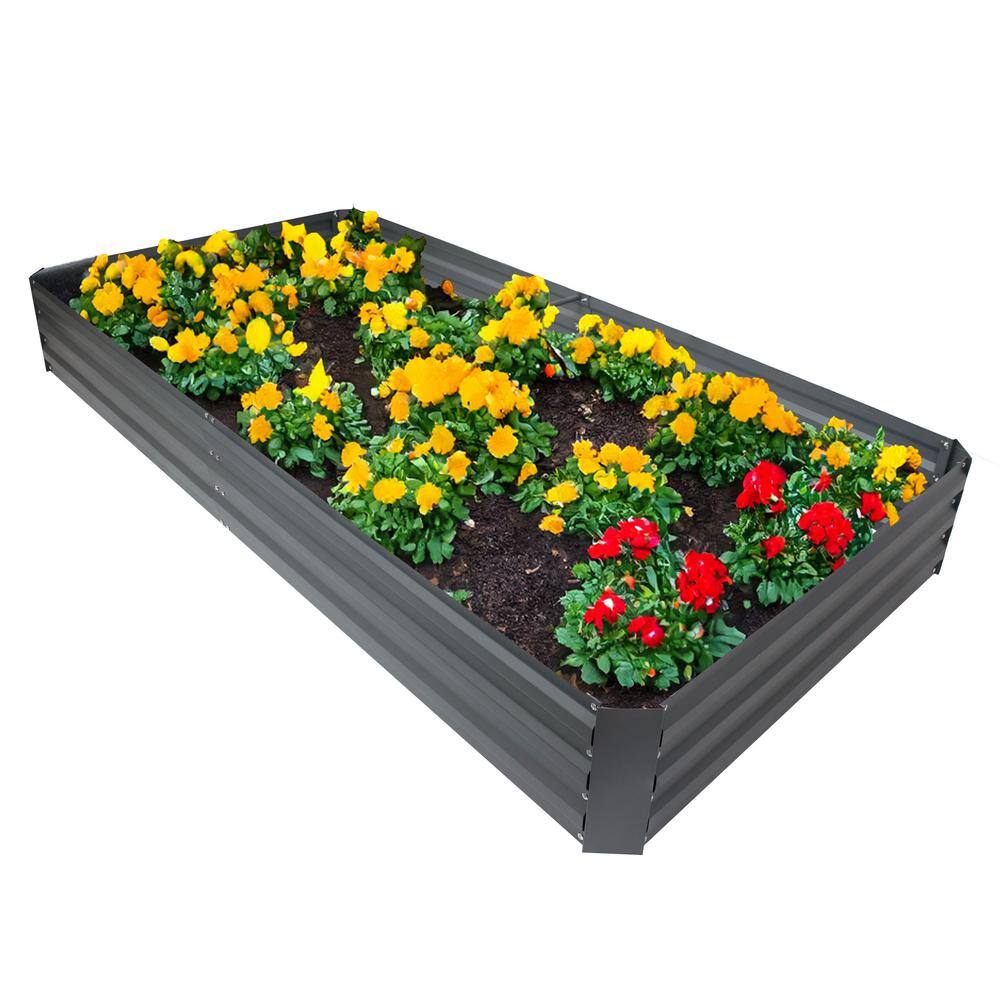 Gray Galvanized Steel 4' x 8' Raised Garden Bed