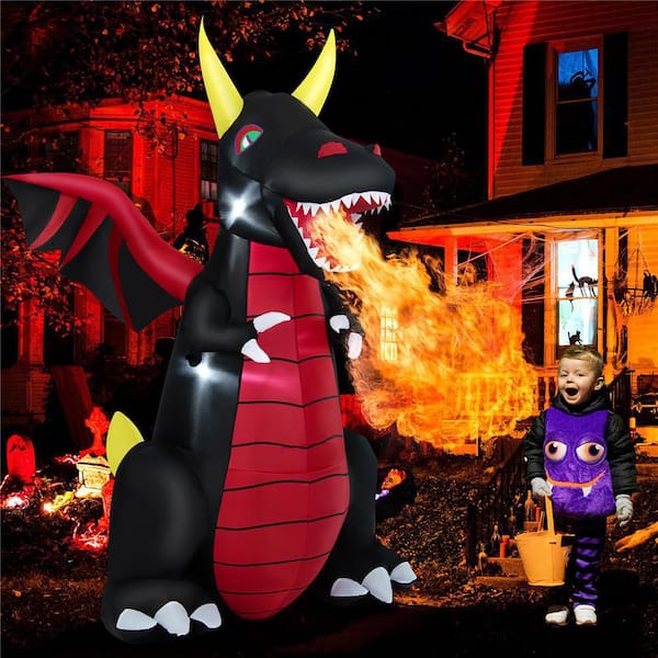 Costway 8 ft. Halloween Inflatable Fire Dragon Giant Blow up