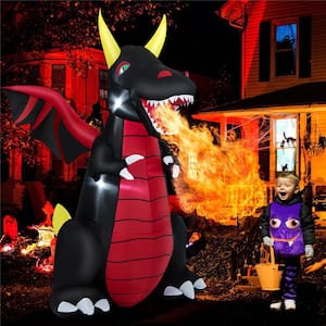 8 ft. Halloween Inflatable Fire Dragon Giant Blow up Decoration with LED Lights