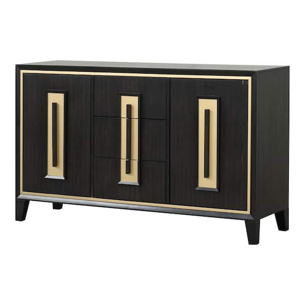Demi Espresso Wood 60 in. Buffet Server with Drawers