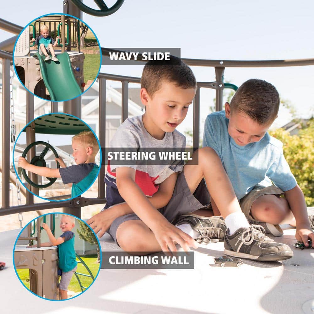 Lifetime Adventure Tower Swing Set with Slide and Climbing Wall