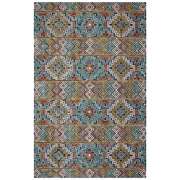 Rainbow Geometric 10x13 Blue & Gold Rug