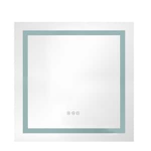 36 in. W x 36 in. H Square Frameless Dimmable Anti-Fog Wall LED Bathroom Vanity Mirror in White
