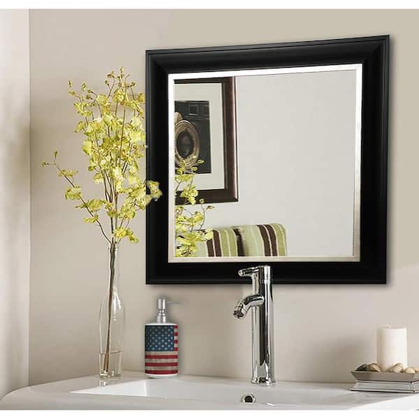 Unbranded 30 in. W x 30 in. H Framed Square Bathroom Vanity Mirror in Black