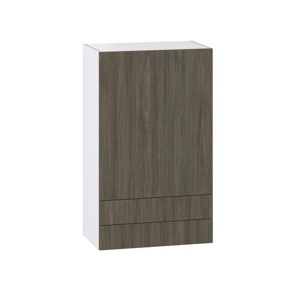 J COLLECTION Medora Textured Slab Walnut Assembled Wall Kitchen Cabinet with 2 Drawers (18 in. W x 40 in. H x 14 in. D)