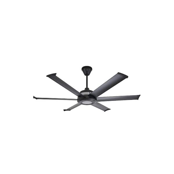 Big Ass Fans Mammoth 60 in. Smart Indoor/Outdoor Black Universal Mount Ceiling Fan with 7 in. Downrod, 2700K LED, Remote & Phone App