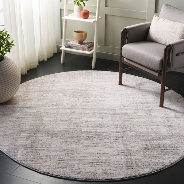 Northport 7 ft. x 7 ft. Ivory/Gray Abstract Distressed Round Area Rug