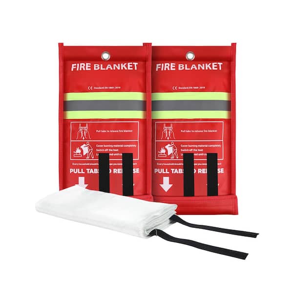 Fiberglass Emergency Survival Blanket Flame Retardant Home Safety Fire Blanket 2 Pack 39 x 39 in.