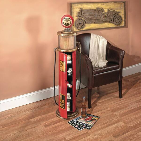 Route 66 Gas Pump Multi-Colored Floor Lamp and Collectible Cabinet