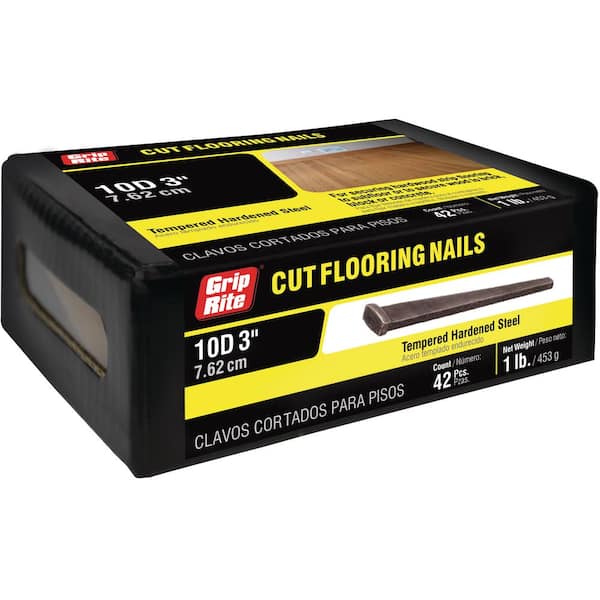 Grip-Rite 3 in. 10-penny Hardened Steel Cut Flooring Nails 1 lb. Box