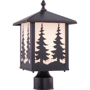 Yosemite 1-Light Bronze Steel Hardwired Outdoor Weather Resistant Rustic Tree Post Light with No Bulbs Included