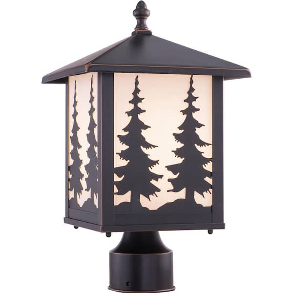 VAXCEL Yosemite 1-Light Bronze Steel Hardwired Outdoor Weather Resistant Rustic Tree Post Light with No Bulbs Included