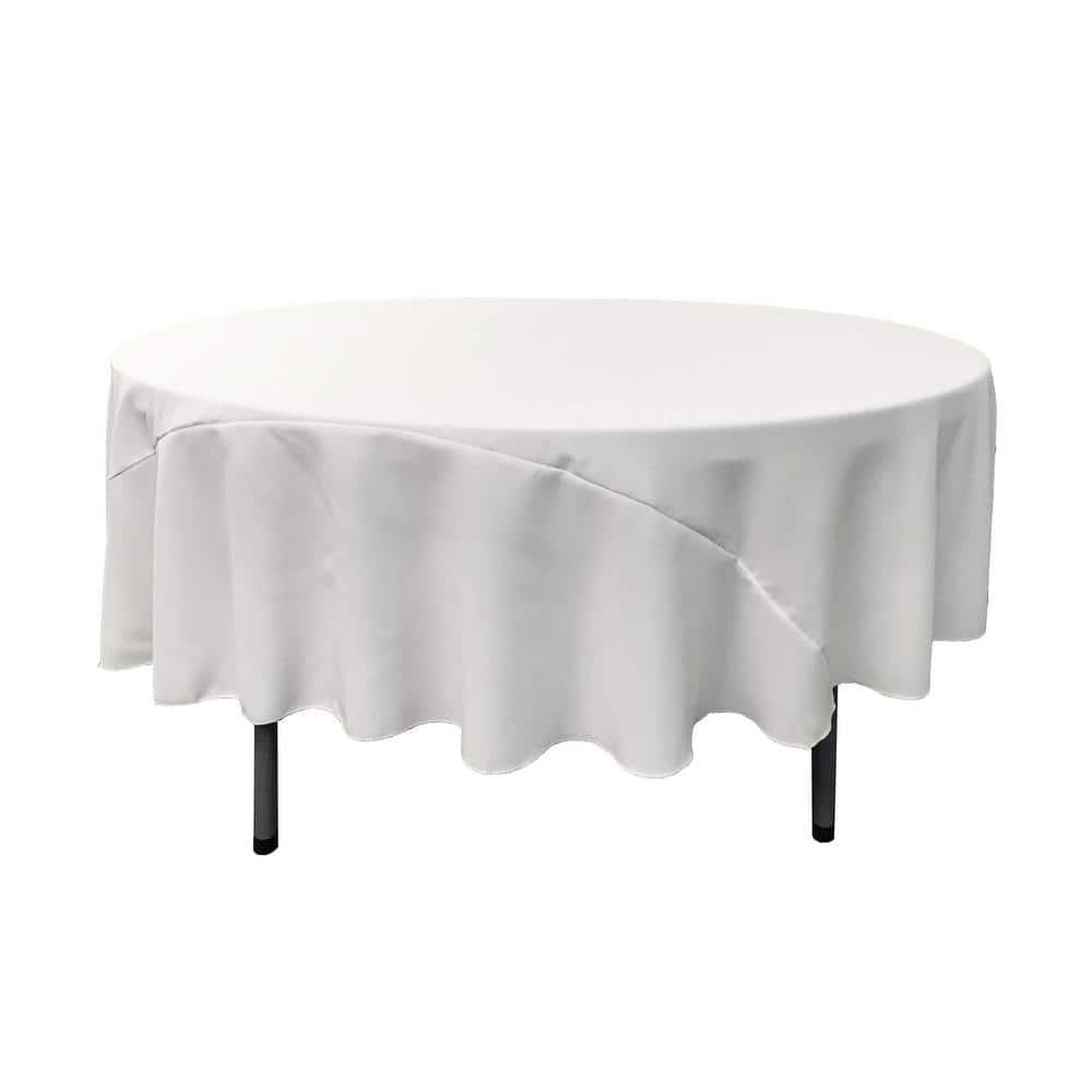 La Linen 90 In White Polyester Poplin, White Linen Tablecloths Round