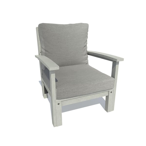 Highwood Bespoke Coastal Teak Recycled Plastic Outdoor Deep Seating Lounge Chair with Stone Gray Cushion