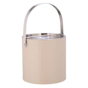 Sydney 3 qt. Taupe Ice Bucket with Brushed Chrome Arch Handle and Bridge Cover