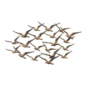 48 in. x  27 in. Metal Gold Flying Flock Of Bird Wall Decor