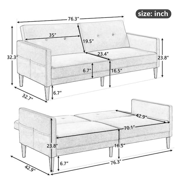 Twin Sofa Bed Dimensions Baci Living Room