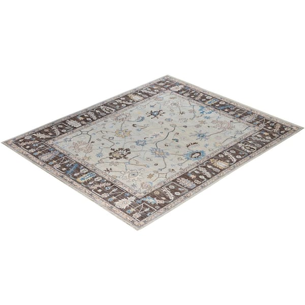 Oushak Beige 8 ft. x 10 ft. Floral Wool Indoor Area Rug