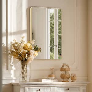 20 in. W x 30.1 in. H Modern Rectangular Aluminum Frame Gold Wall Mirror (Screws Included)