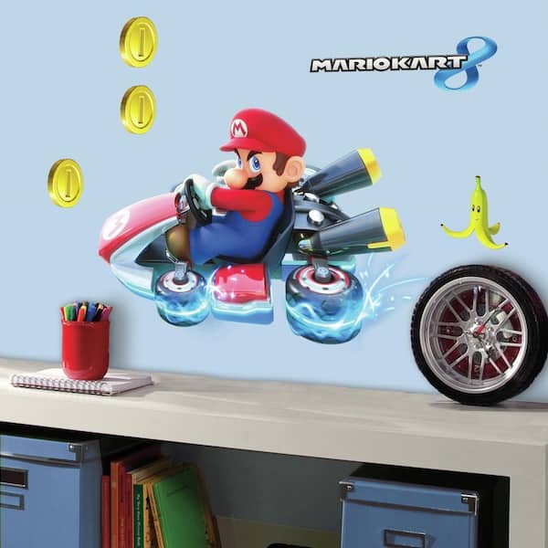 RoomMates 5 in. W x 19 in. H Mario Kart 8 7-Piece Peel and Stick Giant Wall Decal