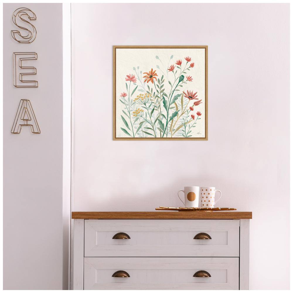 Wildflower Vibes II Floral Canvas Print with Maple Frame