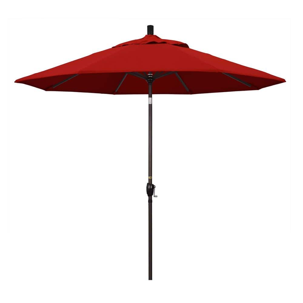 California Umbrella 9 ft. Bronze Aluminum Pole Market Aluminum Ribs Push Tilt Crank Lift Patio Umbrella in Jockey Red Sunbrella GSPT908117-5403 Sansujyuku sansujyuku.com