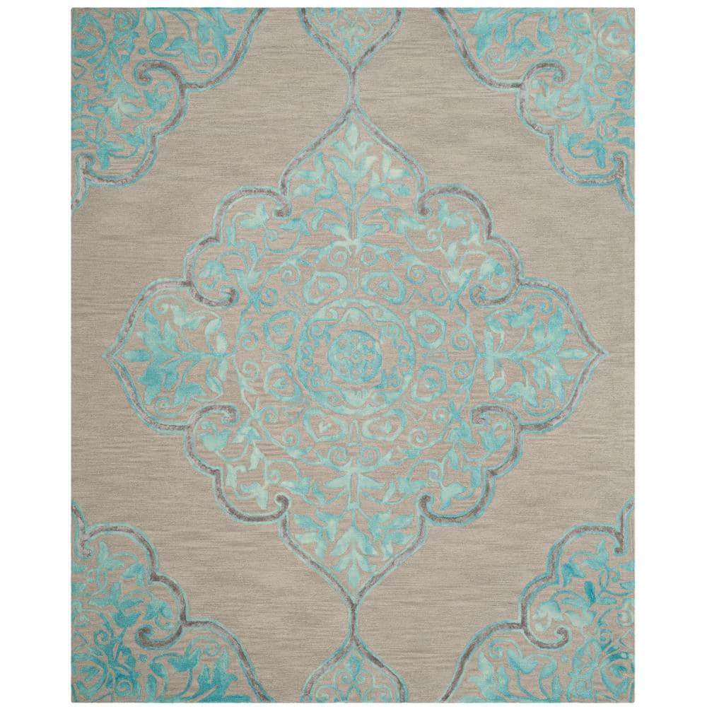 Safavieh Dip Dye Gray Turquoise 8 Ft X 10 Ft Area Rug DDY510C 8 The   Gray Turquoise Safavieh Area Rugs Ddy510c 8 64 1000 