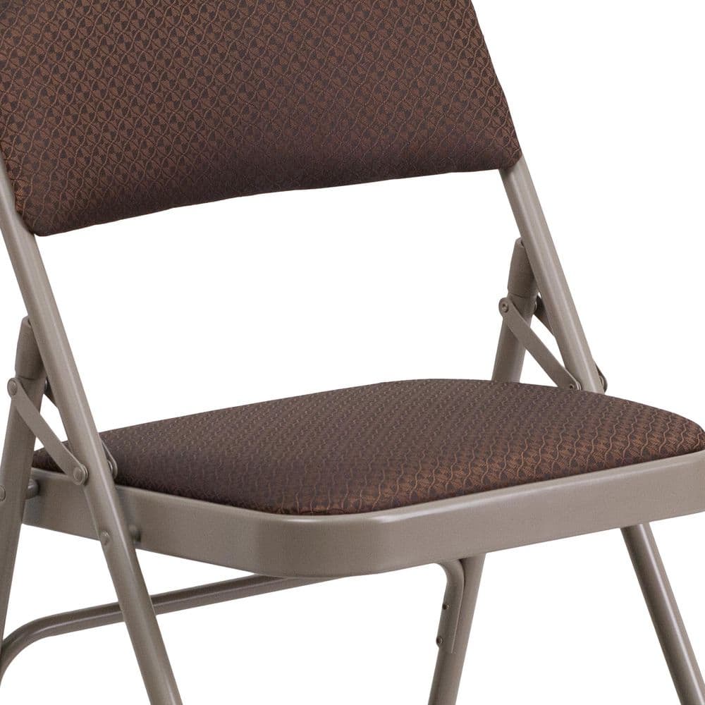 Executive Brown Patterned Fabric Armless Metal Folding Chair