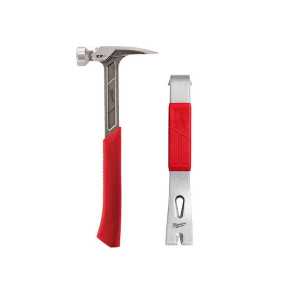 Milwaukee 22 oz. Milled Face Framing Hammer with 12 in. Pry Bar