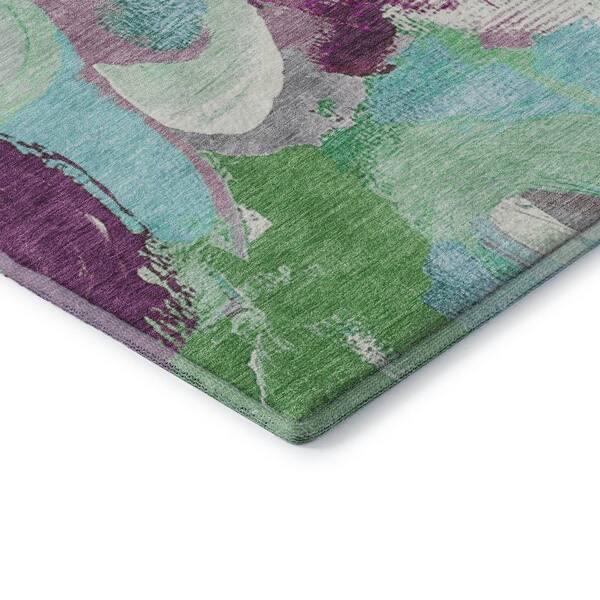 Mayfield Premium Machine Washable Abstract AMF1965 Teal 2 ft. x 3 ft. Accent Rug