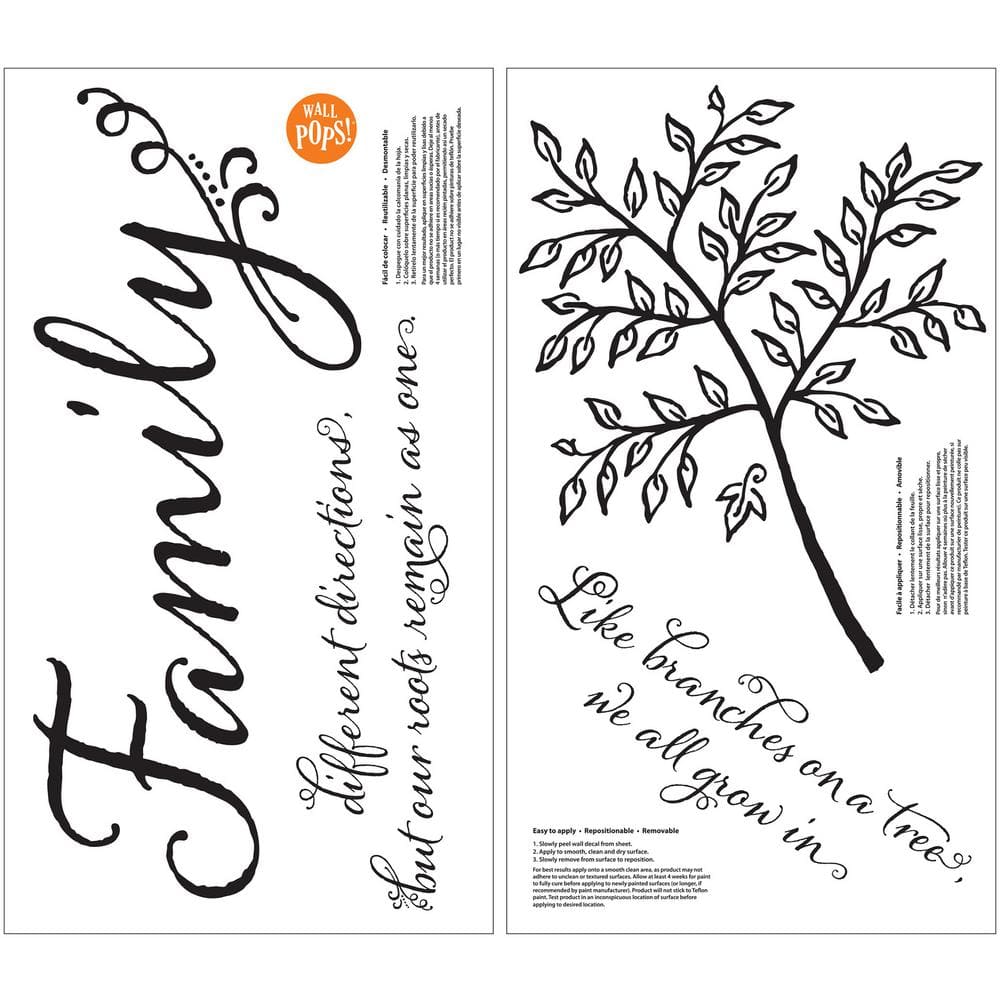 Black and White Family Tree Quote Wall Decal