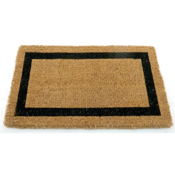 Unbranded Solid Natural Printed 18 in. W x 30 in. L Coir Door Mat