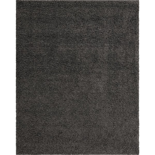 Unique Loom Solid Shag Graphite Gray 8 ft. x 10 ft. Area Rug