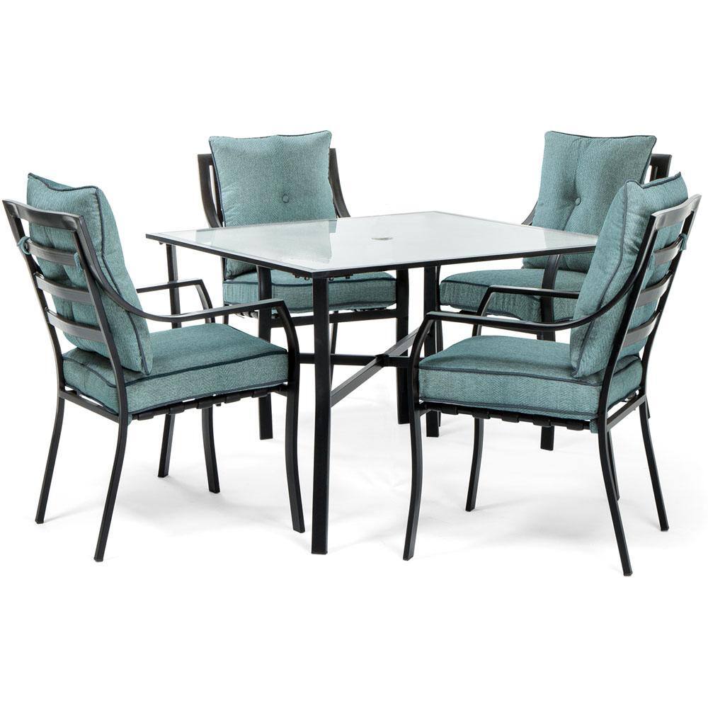 Lavallette Ocean Blue Cushioned Steel 5-Piece Dining Set