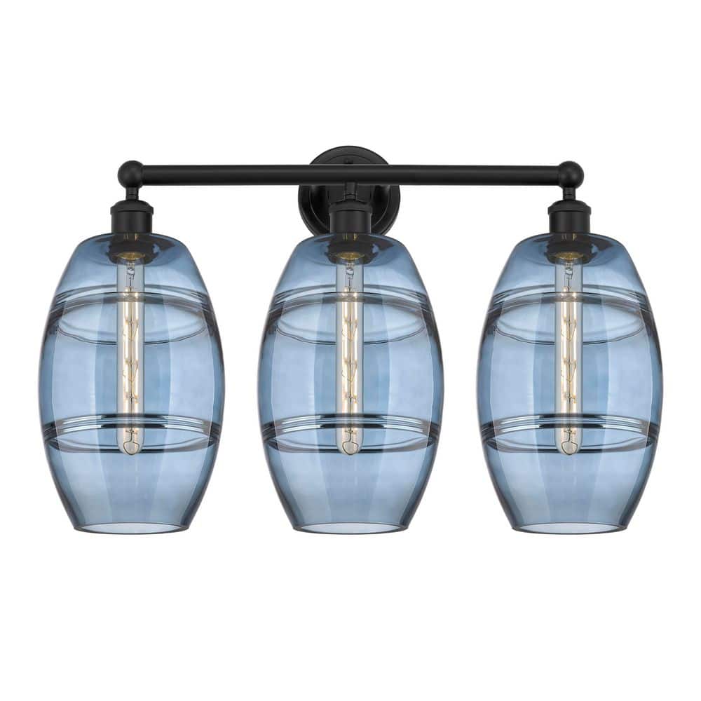 Vaz 26 in. 3-Light Matte Black Vanity Light with Glass Shade price history on PriceWatchPro