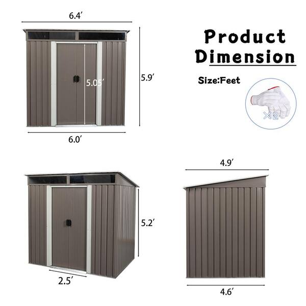 Unbranded - 6 ft. W x 5 ft. D Metal Outdoor Storage Shed, Tool Room with Base Vent 30 sq. ft. for Backyard
