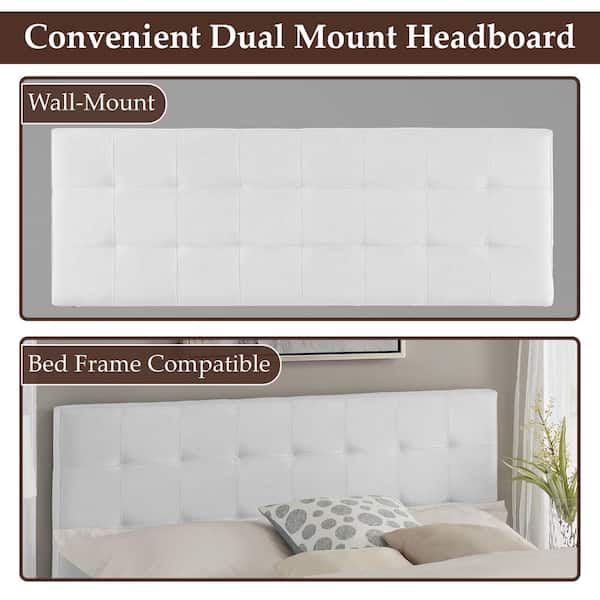 HOMESTOCK White Headboards for Queen Size Bed, Tufted Bed