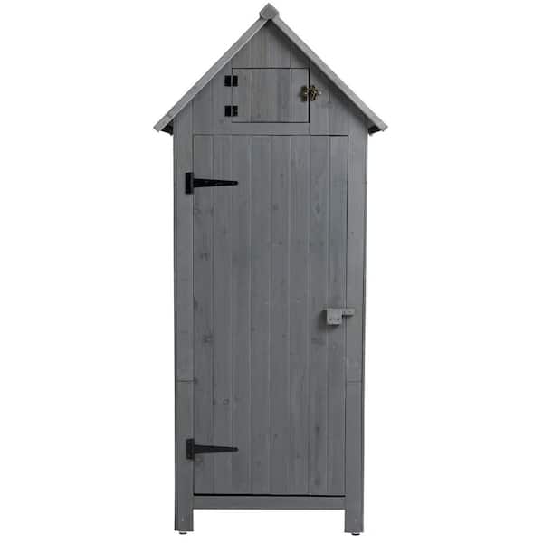 1.5 ft. W x 2.5 ft. D Outdoor Wood Shed with Door and Lockable, Adjustable Gasket for Garden Yard Lawn (4 sq. ft. )