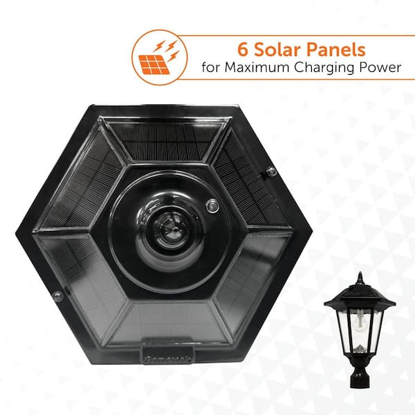 GAMA SONIC Windsor Bulb 1-Light Black Outdoor Solar Post Light