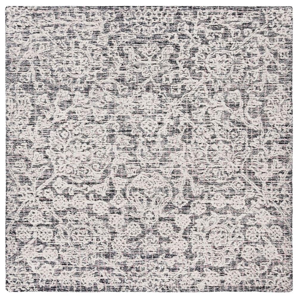 Metro 6 ft. x 6 ft. Black/Ivory Distressed Marle Square Area Rug price history on PriceWatchPro