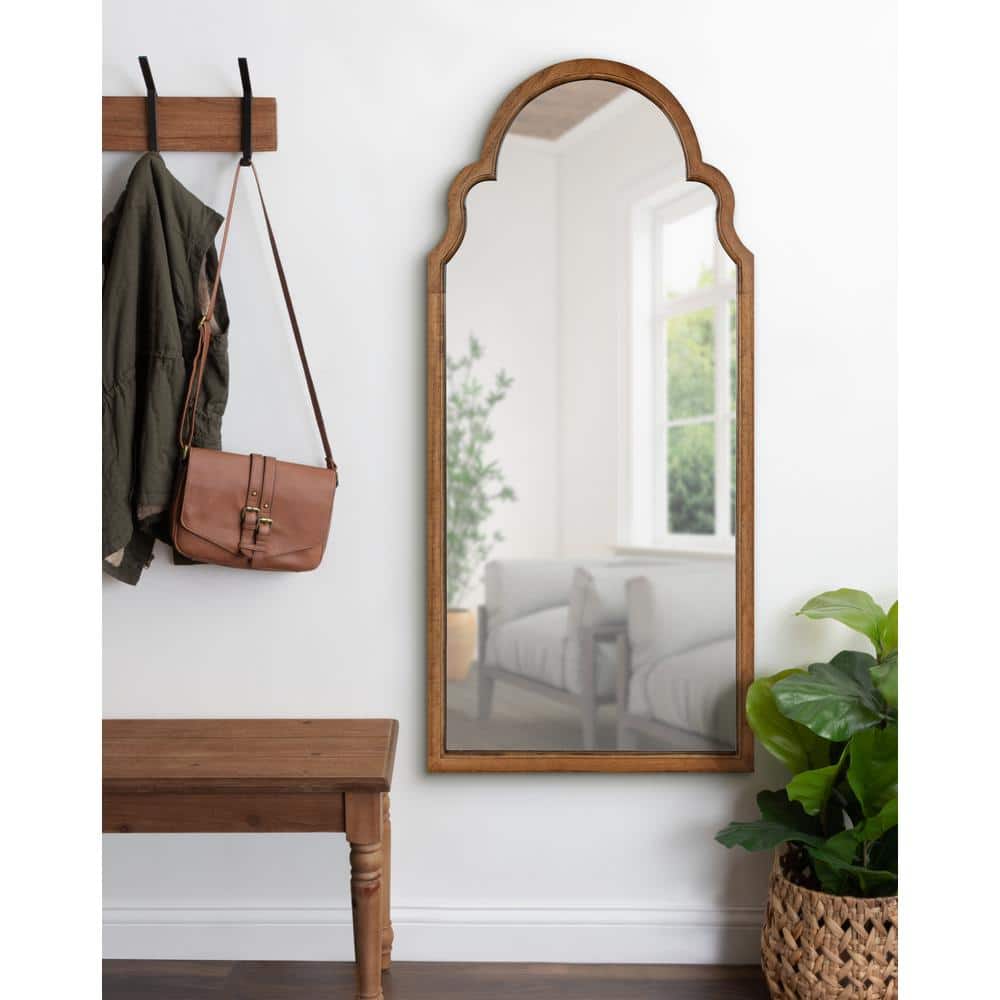 Hogan Rustic Brown Poplar Wood Arched Vanity Mirror 24x48