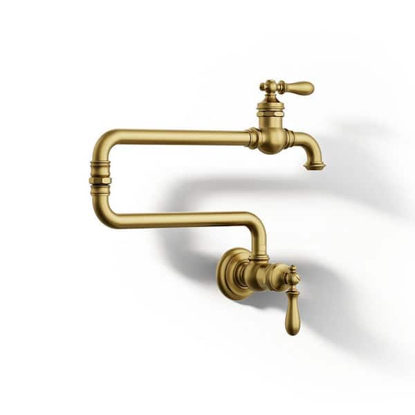 Artifacts Wall Mount Pot Filler in Vibrant Brushed Modern Brass