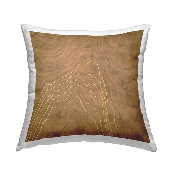 Stupell Industries Grain Pattern with Glam Brown Abstract Polyester 18 in. x 18 in. Throw Pillow
