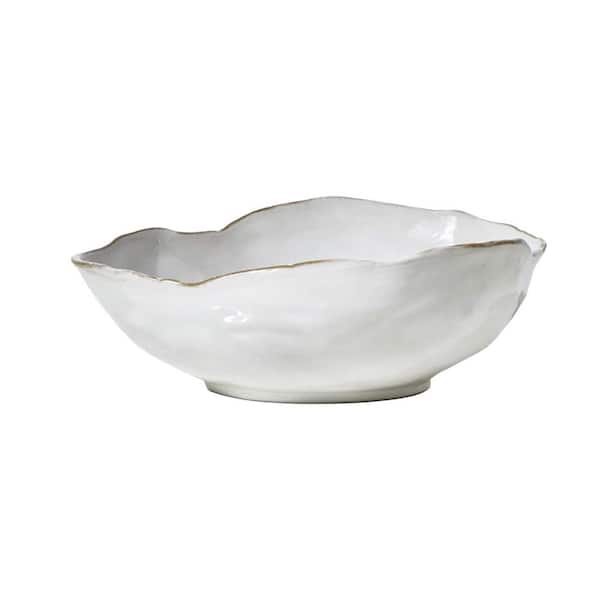 Unbranded White Living Extra Large Free-Form Edge Glazed Ceramic Decorative Bowl Ceramic Bow Decorative Centerpiece