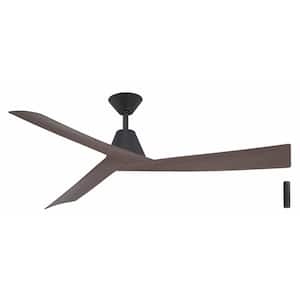 Easton 60 in. Indoor/Outdoor Matte Black with Whiskey Barrel Blades Ceiling Fan with Remote Included
