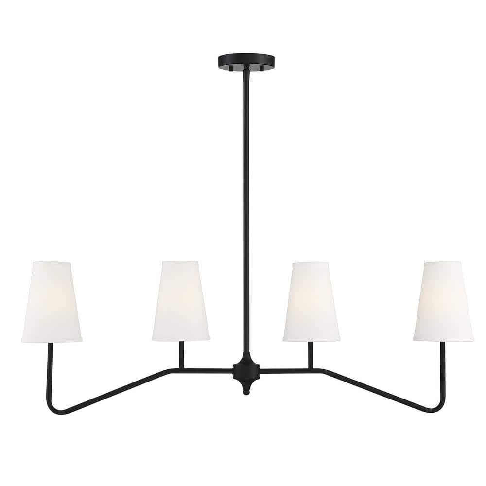 40 in. W x 13 in. H 4-Light Matte Black Linear Chandelier with White Fabric Shades price history on PriceWatchPro